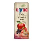 Agros 100% Χυμός 3 Φρούτων (Μήλο / Σταφύλι / Φράουλα) 250ml